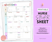 Load image into Gallery viewer, SBAR Nurse Brain Report Sheet | ICU Nurse Report, RN Nursing, New Grad, Patient Assessment, Printable Template | Pastel Rainbow