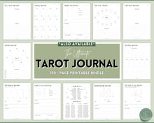 Load image into Gallery viewer, Tarot Card Trackers & Monthly Readings | Learn Tarot Card Readings, Tarot Spreads | Beginner Tarot Planner Workbook, Grimoire & Cheat Sheets | Green