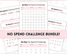 Load image into Gallery viewer, No Spend Challenge BUNDLE | Printable 30 day, 60 day, 90 day Savings Challenge & Monthly Spending Tracker | Pink