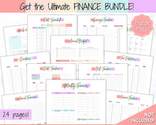Load image into Gallery viewer, Annual Budget Tracker | Bill, Expenses, Income & Savings Tracker | Pastel Rainbow