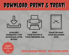 Load image into Gallery viewer, Halloween Trick or Treat sign | 'Please Take One' Printable Candy Treat Poster | Red