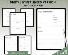 Load image into Gallery viewer, Tarot Card Trackers & Monthly Readings | Learn Tarot Card Readings, Tarot Spreads | Beginner Tarot Planner Workbook, Grimoire & Cheat Sheets | Green