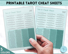 Load image into Gallery viewer, Tarot Cheat Sheet Printable |  Learn Tarot Card Readings for Beginners, Tarot Spreads, Upright & Reverse meanings | Multicolor