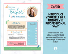 Load image into Gallery viewer, Meet the Teacher Template | Editable Introduction letter for Teachers | Blue
