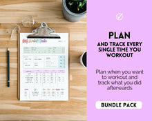 Load image into Gallery viewer, Workout Tracker BUNDLE | Fitness, Exercise & Weight loss Planner | Pastel Rainbow
