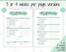 Load image into Gallery viewer, EDITABLE 75 SOFT Challenge Tracker | 75soft Printable Challenge, Fitness & Health Planner | Green Watercolor