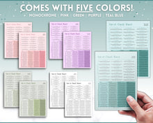 Load image into Gallery viewer, Tarot Cheat Sheet Printable |  Learn Tarot Card Readings for Beginners, Tarot Spreads, Upright & Reverse meanings | Multicolor