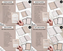 Load image into Gallery viewer, Ultimate PLANNER BUNDLE | Printable Goal Planner, Finances & Budget Planner, Fitness Planner, Self Care Journal, Life Planner | Lux