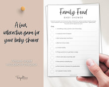 Load image into Gallery viewer, Family Feud Baby Shower Games Printable | Trivia Activity for Woodland, Boho, Neutral Theme Baby Showers