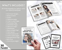 Load image into Gallery viewer, 30+ eBook Essentials Template Canva | Workbook, Worksheets & Lead Magnet for Coaches & Bloggers | Brit Mono