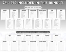 Load image into Gallery viewer, Cleaning Checklist, Printable Room by room Cleaning Cards | Family & Kids Cleaning Schedule Planner & Tracker | Mono