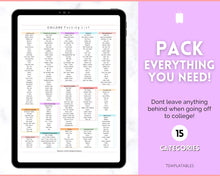 Load image into Gallery viewer, College Packing List Printable | Back to School Moving Checklist for Students, Google Sheets | Pastel Rainbow