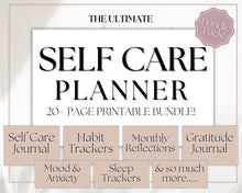 Load image into Gallery viewer, Self Care Planner & Wellness Journal BUNDLE | Printable Selfcare Tracker Checklist, Wellbeing, Mindfulness & Health Planners | Lux