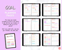 Load image into Gallery viewer, Digital GOAL Planner | GoodNotes Goals Tracker, SMART Goal Setting, Vision Board, UNDATED iPad Goal Journal | Pastel Rainbow
