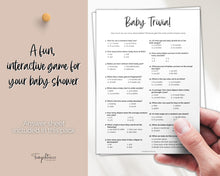 Load image into Gallery viewer, Baby Trivia Baby Shower Game Printable | Trivia Activity for Woodland, Boho, Neutral Theme Baby Showers