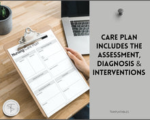 Load image into Gallery viewer, Nursing Care Plan Template Printable | Nursing School Notes Assessment, Student Study Guide & Cheat Sheet | Mono