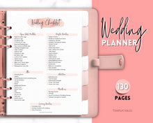 Load image into Gallery viewer, Wedding Planner Printable BUNDLE | Wedding Binder, Checklist, Budget, Wedding Day Schedule & To Do List Planner Book | Pink Watercolor