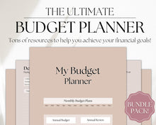 Load image into Gallery viewer, Finance Planner BUNDLE | Budget Planner Templates, Financial Savings Tracker Printables, Monthly Debt, Bill, Spending, Expenses Tracker | Lux