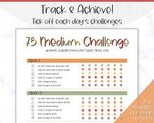Load image into Gallery viewer, EDITABLE 75 MEDIUM Challenge Tracker | 75medium Printable Challenge, Fitness & Health Planner | Fall