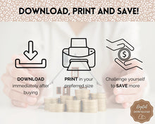 Load image into Gallery viewer, Mini Savings Challenge Printable BUNDLE | 12 Saving Trackers, Cash Envelope, A6 Saving Challenges | Leopard