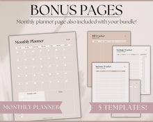 Load image into Gallery viewer, Savings Tracker BUNDLE | Income, Expenses, Savings & Bill Tracker Printables, Personal Finance Planner Binder | Lux