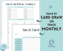 Load image into Gallery viewer, Tarot Card Trackers & Monthly Readings | Learn Tarot Card Readings, Tarot Spreads | Beginner Tarot Planner Workbook, Grimoire & Cheat Sheets | Blue