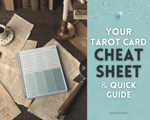 Load image into Gallery viewer, Tarot Cheat Sheet Printable |  Learn Tarot Card Readings for Beginners, Tarot Spreads, Upright & Reverse meanings | Multicolor