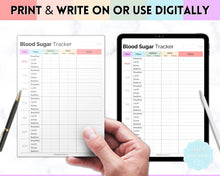 Load image into Gallery viewer, Blood Sugar Tracker | BUNDLE of 6 Blood Sugar Logs, Glucose Tracker, Diabetes Log, Medical Planner Printable, Type 2, Gestational Diabetes