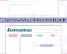 Load image into Gallery viewer, Drug Card Template, Nursing Pharmacology Printable Notes, Nursing School Student Study Guide | Mermaid