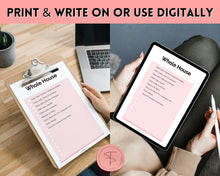 Load image into Gallery viewer, Cleaning Checklist, Printable Room by room Cleaning Cards | Family & Kids Cleaning Schedule Planner & Tracker | Pink