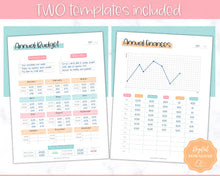 Load image into Gallery viewer, Annual Budget Tracker | Bill, Expenses, Income & Savings Tracker | Colorful Sky