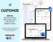 Load image into Gallery viewer, EDITABLE Responsibility Chart | Family Chore Chart, Weekly Adult Routine & Reward Chart for Kids | Rainbow