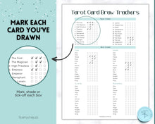 Load image into Gallery viewer, Tarot Card Trackers & Monthly Readings | Learn Tarot Card Readings, Tarot Spreads | Beginner Tarot Planner Workbook, Grimoire & Cheat Sheets | Blue