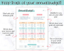 Load image into Gallery viewer, Annual Budget Tracker | Bill, Expenses, Income & Savings Tracker | Colorful Sky