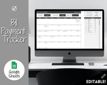 Load image into Gallery viewer, Monthly Bill Payment Tracker Spreadsheet | Google Sheets Automated Bill Calendar &amp; Organizer | Mono
