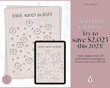 Load image into Gallery viewer, Save 2023 in 2023 Savings Tracker | 2k Savings Challenge Printable | Lux