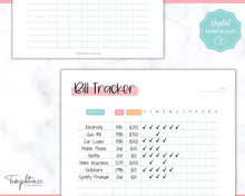 Load image into Gallery viewer, Bill Payment Tracker Printable | Monthly Bill Organizer, Checklist & Calendar | Colorful Sky