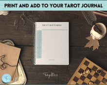 Load image into Gallery viewer, Tarot Card Trackers & Monthly Readings | Learn Tarot Card Readings, Tarot Spreads | Beginner Tarot Planner Workbook, Grimoire & Cheat Sheets | Blue