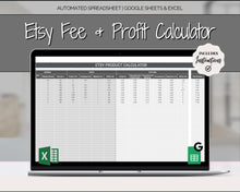 Load image into Gallery viewer, Etsy Fee and Profit Calculator | Pricing Spreadsheet for Small Business & Etsy Sellers | Mono