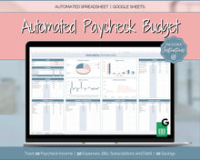 Load image into Gallery viewer, Budget by Paycheck Google Sheets Spreadsheet | Biweekly Zero Based Budget Tracker | Blue