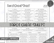 Load image into Gallery viewer, Tarot Cheat Sheet Printable |  Learn Tarot Card Readings for Beginners, Tarot Spreads, Upright & Reverse meanings | Sky Mono