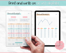 Load image into Gallery viewer, Annual Budget Tracker | Bill, Expenses, Income & Savings Tracker | Colorful Sky