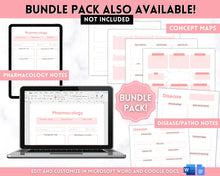 Load image into Gallery viewer, EDITABLE Nursing Concept Map Template | Nursing School Notes, Study Guide & Student Nurse Pharmacology & Med Surg Planner | Pink & Mono