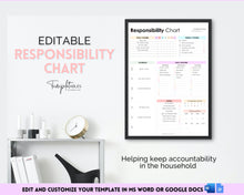Load image into Gallery viewer, EDITABLE Responsibility Chart | Family Chore Chart, Weekly Adult Routine & Reward Chart for Kids | Rainbow