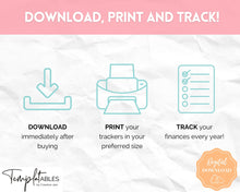 Load image into Gallery viewer, Annual Budget Tracker | Bill, Expenses, Income & Savings Tracker | Colorful Sky
