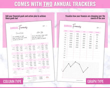 Load image into Gallery viewer, Annual Budget Tracker | Bill, Expenses, Income & Savings Tracker | Brit Pink