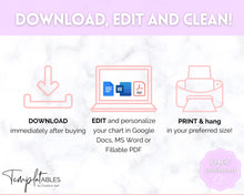 Load image into Gallery viewer, EDITABLE Responsibility Chart | Family Chore Chart, Weekly Adult Routine & Reward Chart for Kids | Rainbow