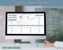 Load image into Gallery viewer, Budget by Paycheck Google Sheets Spreadsheet | Biweekly Zero Based Budget Tracker | Blue