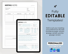 Load image into Gallery viewer, Meeting Notes Template | Editable Meeting Minutes & Meeting Agenda Template for GoodNotes, OneNote