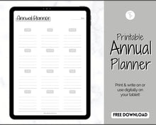 Load image into Gallery viewer, FREE - Annual Planner Printable, Annual Calendar, To Do List Printable, Undated Schedule, Productivity Template | Mono